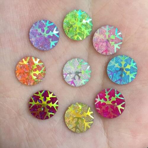 Hot 80PCS shiny Resin 12mm round Flatback snowflake Rhinestone children scrapbook Wedding applique DIY Ornaments SC14*2