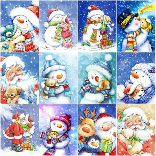 HUACAN Diamond Embroidery Snowman Cross Stitch 5D Diamond Painting Christmas Full Square New Arrival Diamond Mosaic Home Decor
