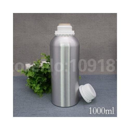 Free shipping 8pcs/lot 1000ml aluminum essential oil bottle perfume olive oil bottle with inner coating temper evident cap