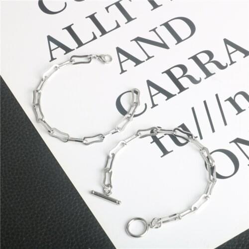 Hip Hop Punk Hollow Irregular Rectangular Line Bracelet Titanium Steel Metal Mens and Womens Bracelets