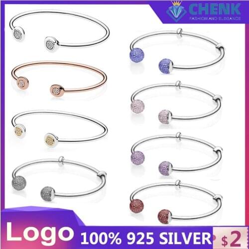 CHENK 925 Ring logo opening silver hard Bracelet For Jewelry Making Diy Stone For Momen Charms For Jewelry Making Bulk