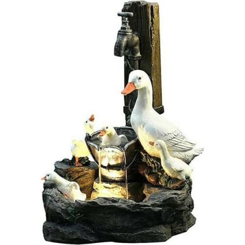 Duck Fountain Decorative Light Resin Statue Animal Model Ornamental Multi-color Cascading Freestanding Garden Decor For Patio