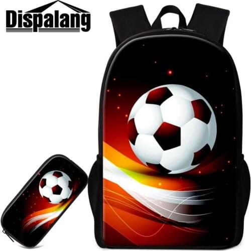 Dispalang 2 PCS Set School Bag Pencil Case Patterns Footballs Printing Backpack Cool Satchel for Boys Stylish Book Bag for Boys