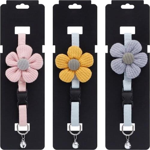 Dorakitten 1pc Flower Decor Cat Collar Adjustable Small Dog Collar Kitten Collar With Bell Pet Supplies Clothing Accessories