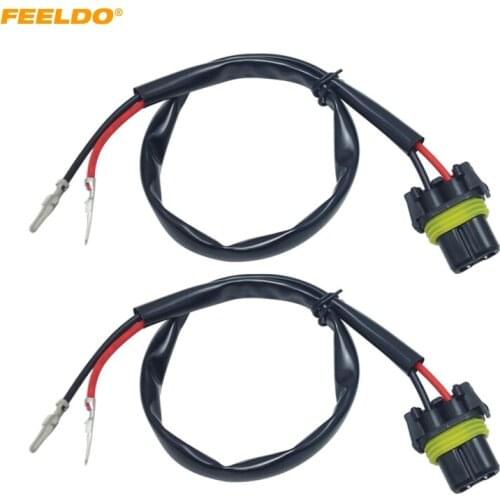 FEELDO 2Pcs Car H11-Pin Kits To 9005/9006 Female Power Cable HID Conversion Kit Xenon Lamp Bulb Power Wire Harness Plug