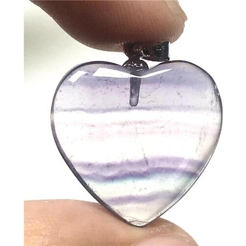 Top Natural Rainbow Fluorite Pendant For Woman Lady Man 21x6mm Love Heart Crystal Beads 925 Silver Purple Gemstone Jewelry AAAAA
