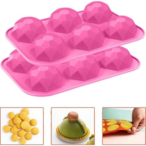 6 cells Cake Mould Half Ball Hot Chocolate Bomb Mold Muffin Chocolate Cookie Baking Mould Decor Heat Resistant Baking Tool 2PCS