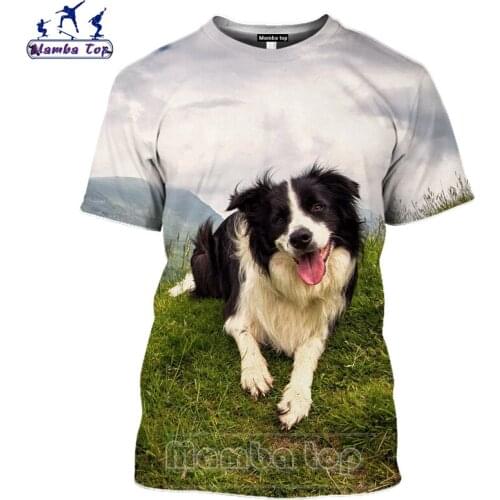 Mens T-shirts 3D Print Loyal Animal Border Collie Dog T Shirt Fashion Loose Women Tshirt Harajuku Hip Hop Men Streetwear E018-1