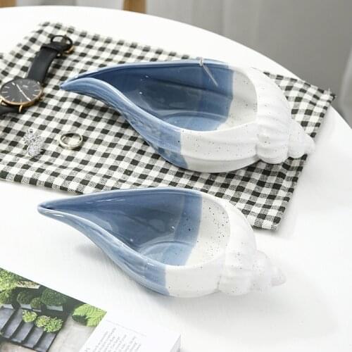 Nordic Ocean Conch Ceramic Storage Trays Creative Pet Bowl Entrance Key Jewelry Storage Home Craft Decoration Storage Trays