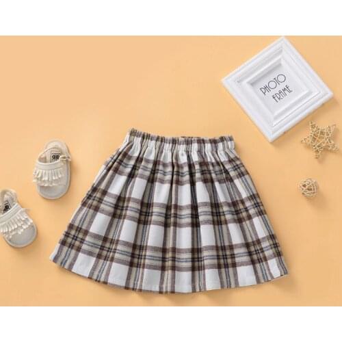 Girls Classic Plaid Skirt Spring And Autumn New Children Princess Elastic Waist Pleated Skirts WT589