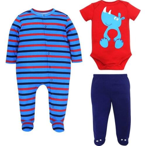 Baby Clothing Set 3 Pieces Long Sleeve Romper+ Short Bodysuits + Pants New Born Baby Jumpsuits +Cartoon Suits Autumn Clothing