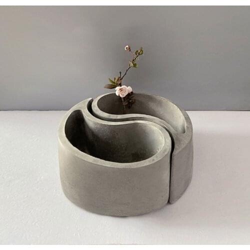 Creative Round Concrete Flower Pot Silicone Mold DIY Concrete Cement Flowerpot Molds For Succulent Plants