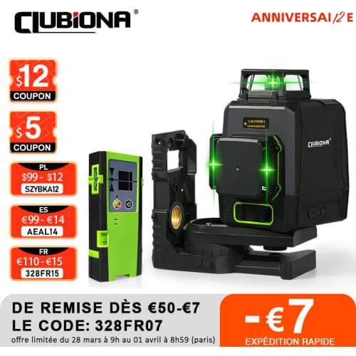 Clubiona CE certificated 3D Line Laser Level 360 Horizontal and Vertical German Laser diode Laser Line with Laser Receiver