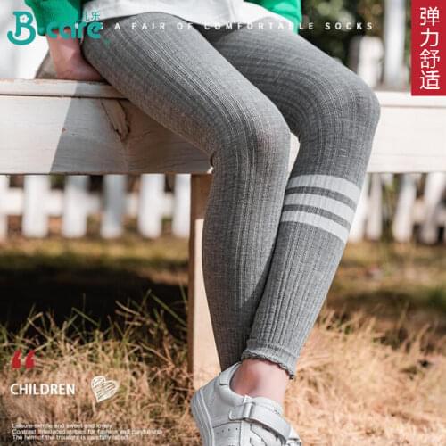 Girls’ Leggings 100% Cotton Winter Padded Trousers Girls’ Trousers Skinny Striped Pattern Children’s Leggings Trousers