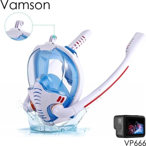 Vamson Underwater Action Camera Mount Accessories 180° Wide View Double Tube Snorkel Swimming Mask for gopro 9 8 7 6 5 4 VP666