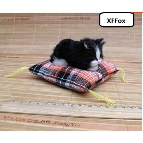 Mini real life black cat model plastic&furs cute sleeping cat doll gift about 10cm xf1185