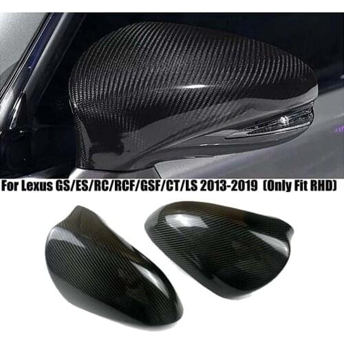 Car Rearview Mirror Cover Side Rear View Mirror Cover Caps Carbon Fiber For Lexus GS/ES/RC/RCF/GSF/CT/LS 2013~2019(Only Fit RHD)