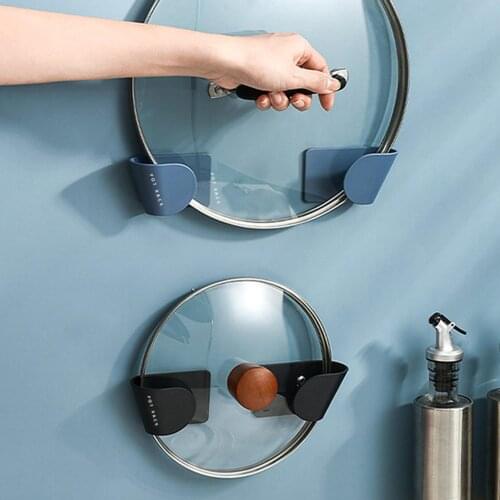 2Pcs Punch-Free Pan Pot Lid Cover Holder Wall-Mounted Hanging Holder Kitchen Organizer Kitchen Storage Rack Stand