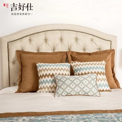 Fashion Waist Pillow Case Imitation Hemp Jacquard Polyester Plaid Stripe Sofa Cushion Cover 45x45cm Hotel Decor Bed Set