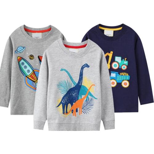 Autumn New Children Long Sleeve T-Shirt Baby Boys Cartoon Dinosaur Sweatshirt Kids Girls Unicorn Tops Toddler Cotton Clothing
