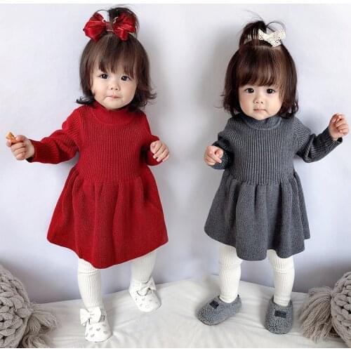 Autumn Winter Baby Girl Dress Long Sleeve Knitting Wool Dresses For Girls Children Kids Princess Vestidos Baby Knitwear Cardigan