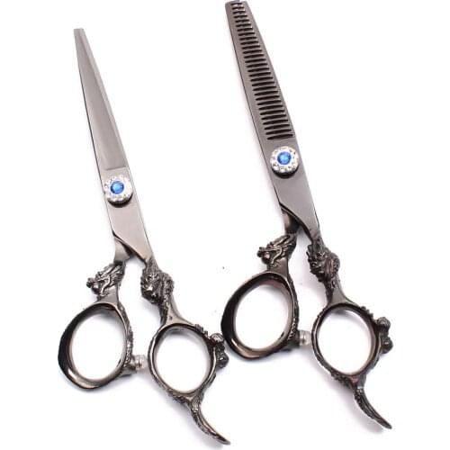 9004# 5.5" 16cm Black Titanium Customize Logo Hairdressing Scissors Cutting Shears Thinning Scissors Professional Hair Scissors