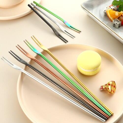 Japanese Style 304 Stainless Steel Sanded Solid Fruit Fork Candy Dessert Food Fruit Toothpick Kitchen Supplies Tableware Utensil