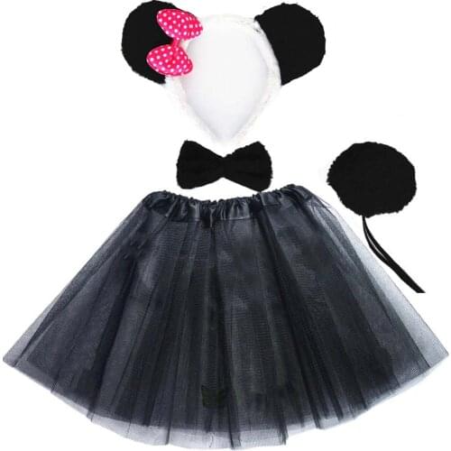 Girl Panda Cosplay Headband Tutu Skirt Tie Tail Set Kids Children Birthday Party Props Costume Halloween Gift Christmas