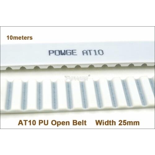 POWGE 10meters AT10 Timing Belt Width 25mm AT10 25 PU With Steel Core Belt Pitch=10mm T10 AT10-25 Metric Trapezoidal Belt