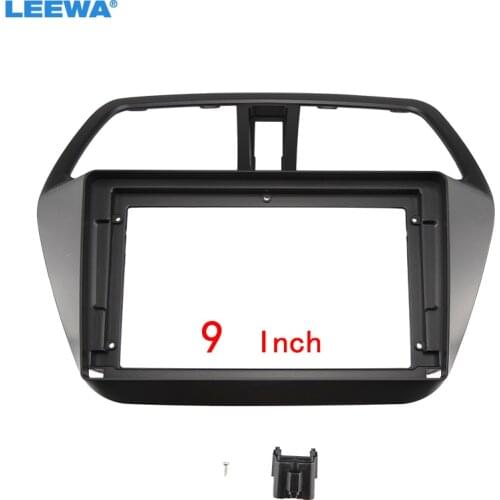LEEWA Car 2Din Audio Face Plate Fascia Frame For Suzuki SX4 S-Cross 9" Big Screen Radio Stereo Panel Dash Mount Refitting Kit