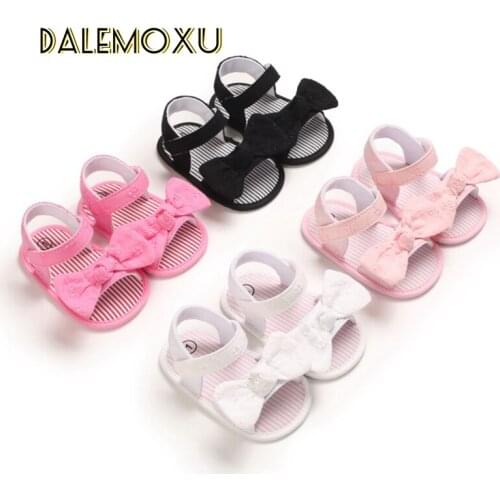 Baby Girls Sandals Summer Summer Newborn Infant Girls Bow Casual Soft Bottom Non-Slip Breathable Baby Shoes Prewalker 0-18M