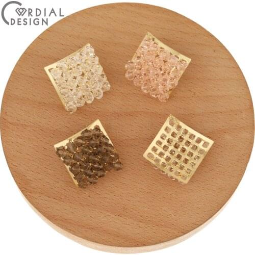 Cordial Design 20Pcs 28*28MM Crystal Earrings Stud/Square Shape/Jewelry Accessories/DIY Making/Hand Made/Earring Findings