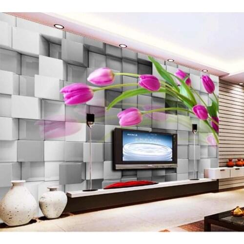 Modern Custom 3D Wallpaper Tulip 3D stereo TV Backdrop Bedroom Photo Wall Paper 3D