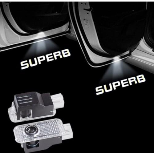 2pcs LED Car Door Courtesy Projector Ghost Shadow Logo Welcome Light For Skoda Octavia Superb Roomster Old Febia Car Styling