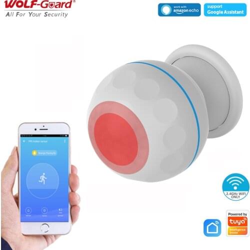 Wolf-Guard Tuya Smart WiFi PIR Motion Sensor Mini Infrared Human Body Detector Movement Alarm With Magnet Bracket Home Security