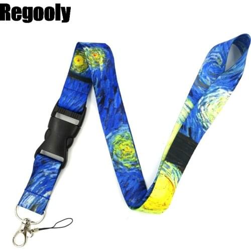 Van gogh Starry sky Lanyard Badge ID Lanyards/ Mobile Phone Rope Key Lanyard Neck Straps Accessories decorations