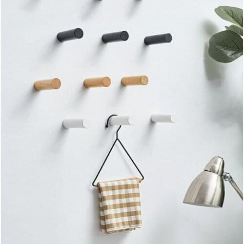 1PCS Natural Wood Clothes Hanger Wall Mounted Coat Hook Decorative Key Holder Hat Scarf Handbag Storage Hanger Bathroom Rack