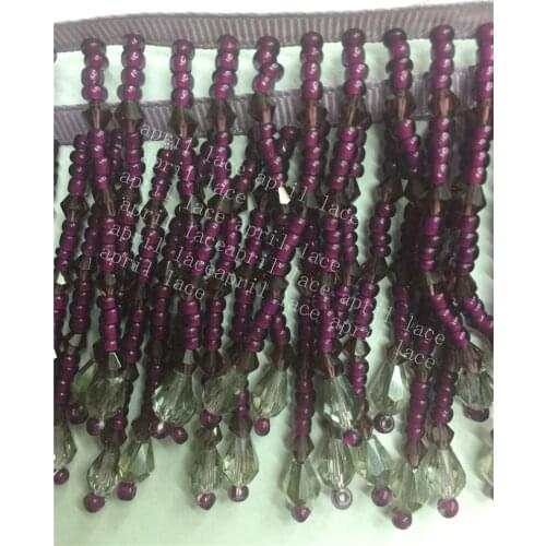 Yy102 # 10yards /bag grape purplish red color 5 cm width ribbon fringe tassel for bridal gown wedding/dress decoration