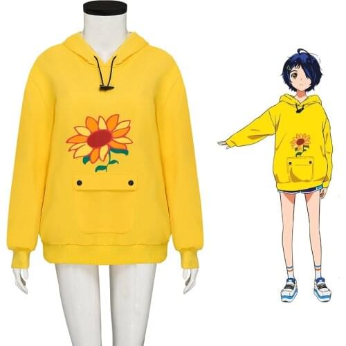 Anime WONDER EGG PRIORITY Ohto Ai Hoodie Unisex Yellow Loose Style Pullover Vest Shorts Ai Sweatshirt Cosplay Outfits