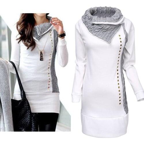 New Women Long Sleeve Hoodie Sweatshirt Jumper Long Patchwork Ladies Causal Pullover spring
