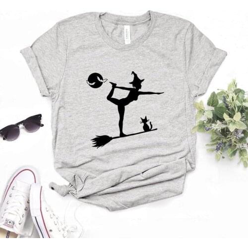 Witch Yoga halloween Print Women Tshirts Cotton Casual Funny t Shirt For Lady Yong Girl Top Tee Hipster FS-88