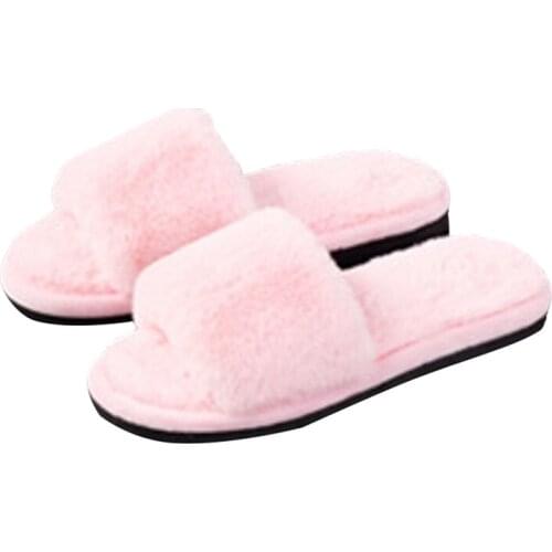 Woman Shoes Sale Pantufa 2019 Cotton Slippers And Warm Couple Word Home Slipper Autumn Budhana Hairy with Paragraph Flip-flops