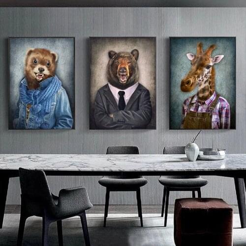 Animal Art Head Canvas Painting On The Wall Art Lion Dog Posters Prints Wall Pictures for Living Room Home Wall Cuadros Decor