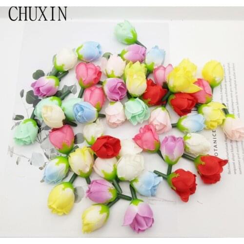 1.5cm Mini Silk Artificial Rose Flower head Cloth For Wedding Party Home Room Decoration DIY Dress Accessory Fake Flowers 100pcs