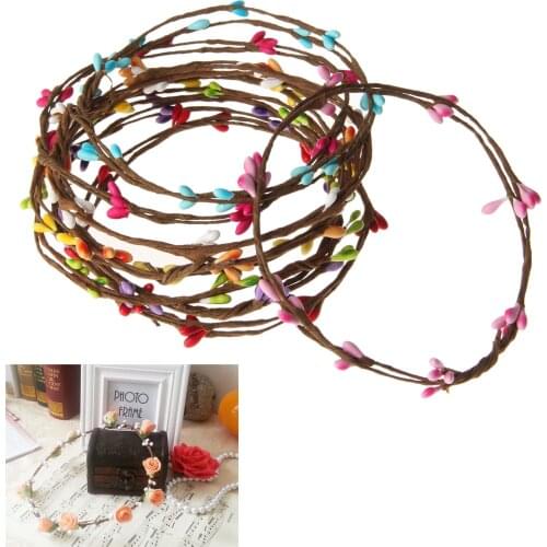 100Pcs 40cm Artificial Flower Rattan Vines Branches Flower Stamen Wreaths for Wedding Car Home Festival Party Decoration 9colors