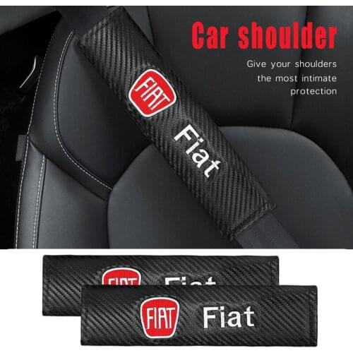 2Pcs/set Carbon Fiber Car Seat Belt Cover Shoulder Pad Protective For Fiat Panda Bravo Punto Linea Croma 500 595 Accessories
