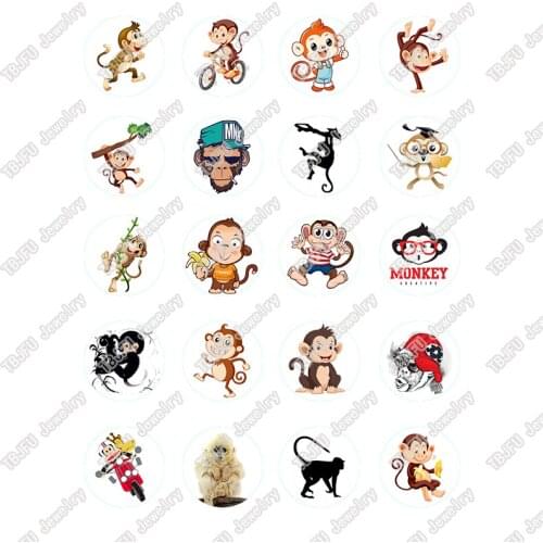 20pcs/lot 18mm 20mm 25mm Round Cartoon Monkey King Pattern Glass Cabochon for DIY Jewelry Making Findings & Components T050