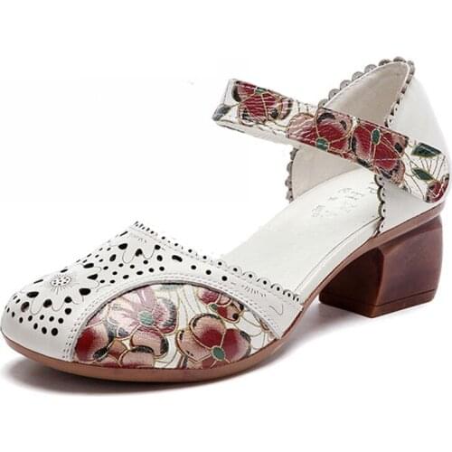 2021 New Summer Female Genuine Leather Gladiator Sandals Women Shoes Retro Round Toe Casual Sewing Ladies Party Sandalias Mujer