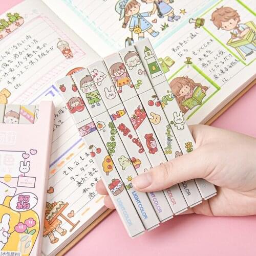 36 pcs/lot Cartoon Girl Animal Eye Protection Highlighter Cute Drawing Marker pens Promotional Gift Office School Supplies