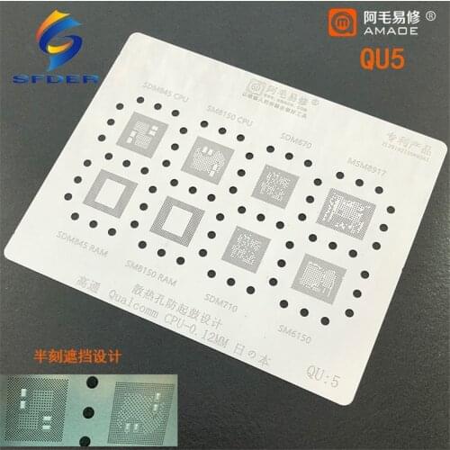 0.12MM Amaoe QU5 BGA Reballing Stencil For Qualcomm CPU RAM Chip IC SDM845 SM8150 SDM670 MSM8917 SDM710 SM6150 Template